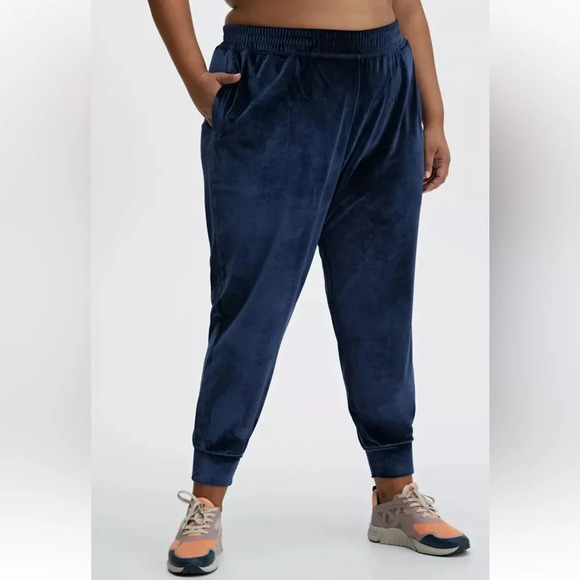 Fabletics Pants - Fabletics Daria Lux Velour Velvet Jogger Pants in Deep Navy​ Blue Women’s 1X